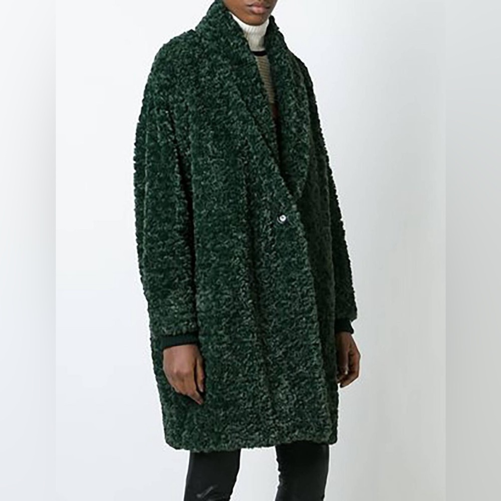 Isabel Marant Etoile Gabrie coocoon teddy coat rare EUC in deep green shag teddy